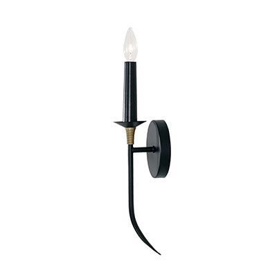 Amara 1-Light Sconce – Matte Black with Brass Wrapped Accent
