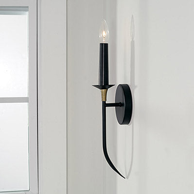 Amara 1-Light Sconce – Matte Black with Brass Wrapped Accent