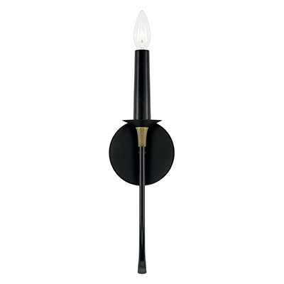 Amara 1-Light Sconce – Matte Black with Brass Wrapped Accent