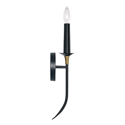 Amara 1-Light Sconce – Matte Black with Brass Wrapped Accent