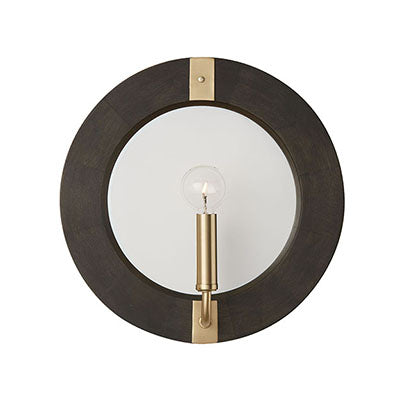 Finn Sconce – Matte Brass & Black Mango Wood with Mirrored Backplate