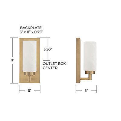 Alyssa Sconce – Aged Brass 1-Light Wall Fixture with Faux Alabaster Glass