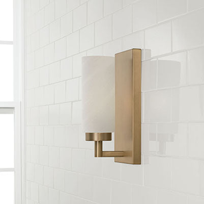Alyssa Sconce – Aged Brass 1-Light Wall Fixture with Faux Alabaster Glass