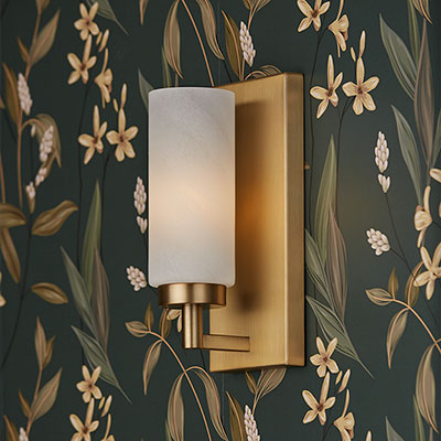 Alyssa Sconce – Aged Brass 1-Light Wall Fixture with Faux Alabaster Glass