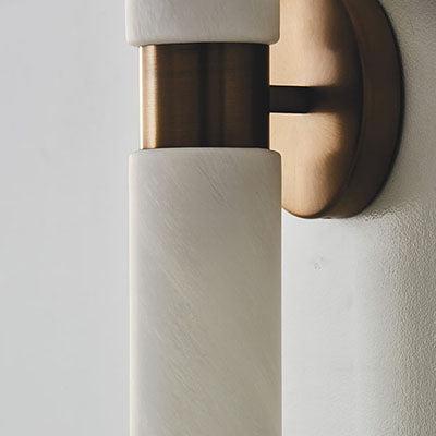 Alyssa Dual Sconce – Aged Brass 2-Light Wall Fixture with Faux Alabaster Glass