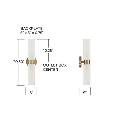 Alyssa Dual Sconce – Aged Brass 2-Light Wall Fixture with Faux Alabaster Glass