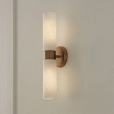 Alyssa Dual Sconce – Aged Brass 2-Light Wall Fixture with Faux Alabaster Glass