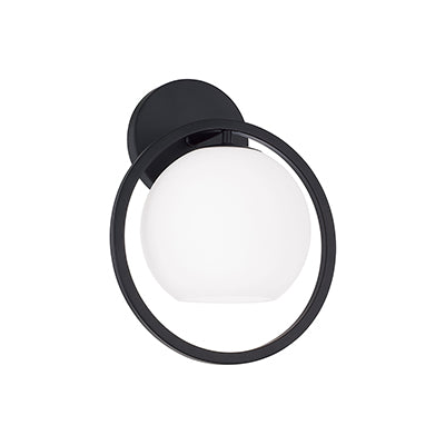 Zeek Circle 1-Light Wall Sconce – Matte Black with Soft White Glass