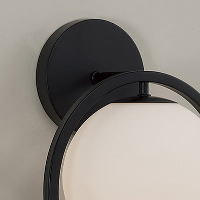 Zeek Circle 1-Light Wall Sconce – Matte Black with Soft White Glass