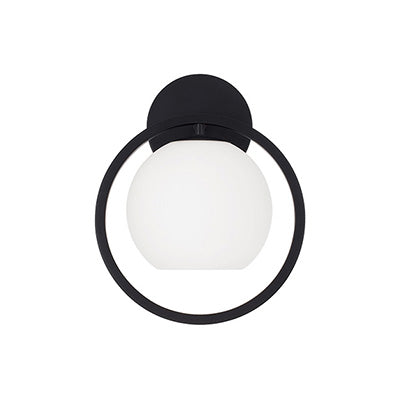 Zeek Circle 1-Light Wall Sconce – Matte Black with Soft White Glass