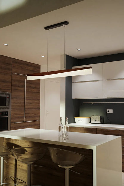 Euri Lighting Linear Wood Viva Pendant 47" – Modern Walnut LED Pendant Light