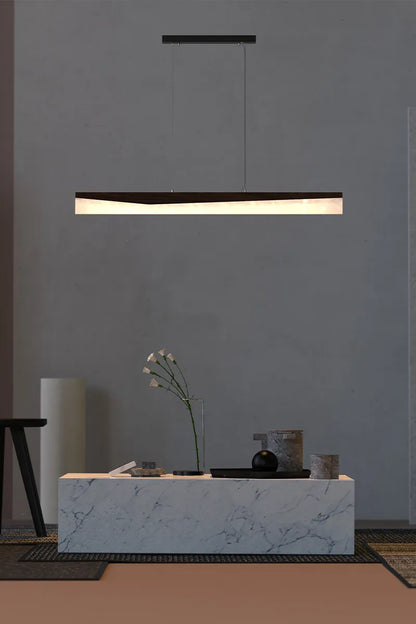 Euri Lighting Linear Wood Viva Pendant 47" – Modern Walnut LED Pendant Light