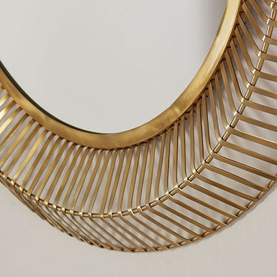 Round Matte Brass Mirror – 34" x 34" Handcrafted Metal Frame