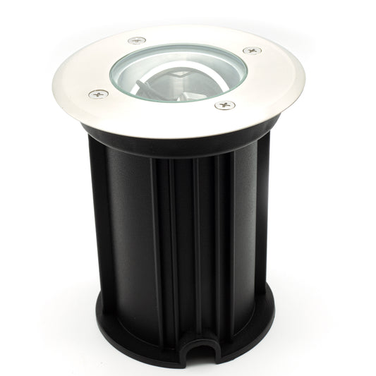 JET Lighting Satin Nickel In‑Ground Landscape Light – Low Voltage Outdoor Accent Lighting
