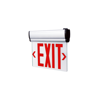 Clear Face Aluminum Edge-Lit Adjustable Exit Sign – 120/277V, 90-Min Emergency Operation, UL Listed