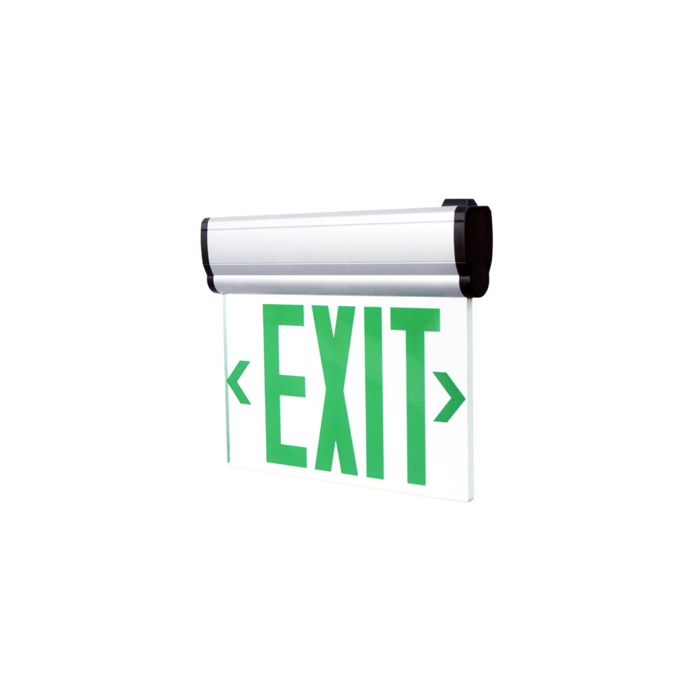 Clear Face Aluminum Edge-Lit Adjustable Exit Sign – 120/277V, 90-Min Emergency Operation, UL Listed