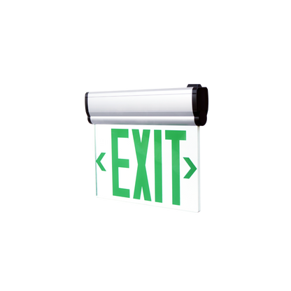 Clear Face Aluminum Edge-Lit Adjustable Exit Sign – 120/277V, 90-Min Emergency Operation, UL Listed