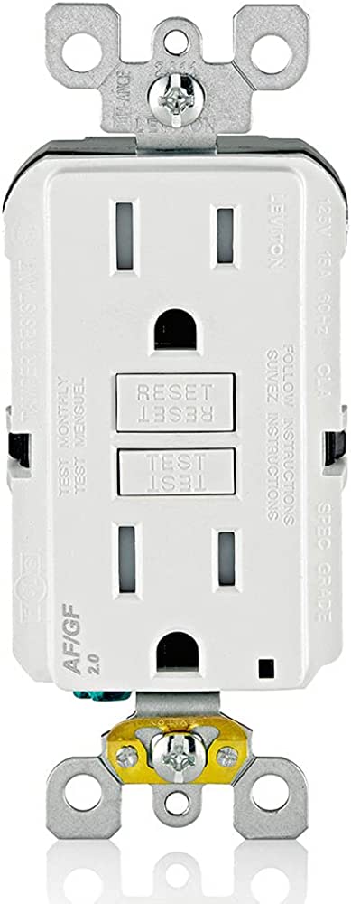 Outlet Leviton 15 Amp 125-Volt Duplex Self-Test Tamper Resistant AFCI/GFCI Dual Function Outlet, White Image