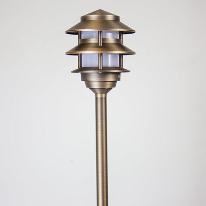 Path Light Cast Brass Pagoda LED Pathway Light Low Voltage Image