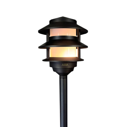 Path Light Cast Brass Pagoda LED Pathway Light Low Voltage Image