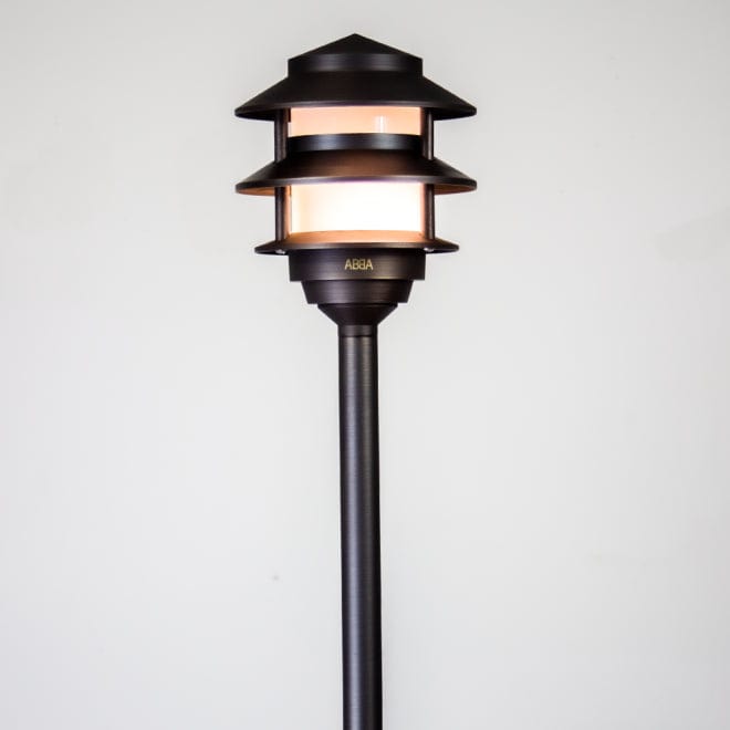 Path Light Cast Brass Pagoda LED Pathway Light Low Voltage Image