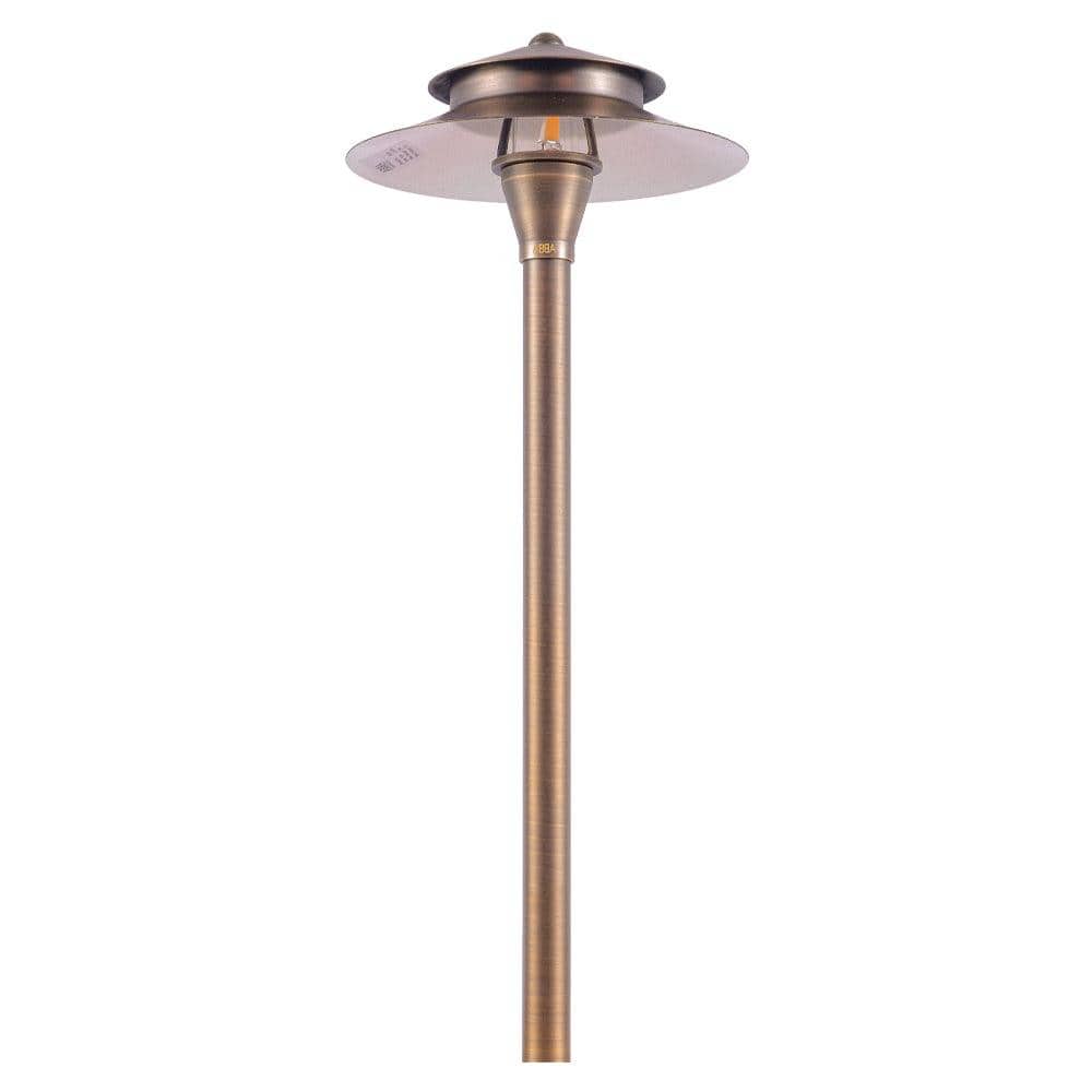 Path Light None PLB04 Two Tier Brass LED Pagoda Low Voltage Path Light PLB04 Image