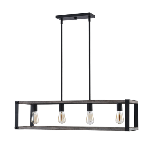 4-Light Oil-Rubbed Matte Black Island Pendant Light with Adjustable Rods – Open Cage Modern Chandelier
