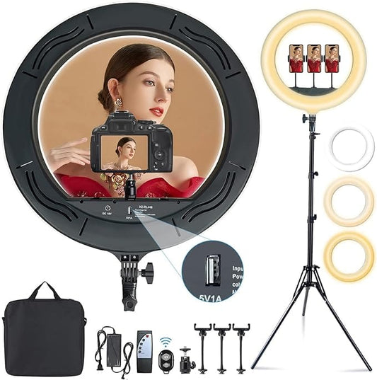 Ring Light 18 Inch Dimmable Adjustable LED Professional Ring Light Kit w/ Stand, Camera, & Phone Mount B-0001 Image