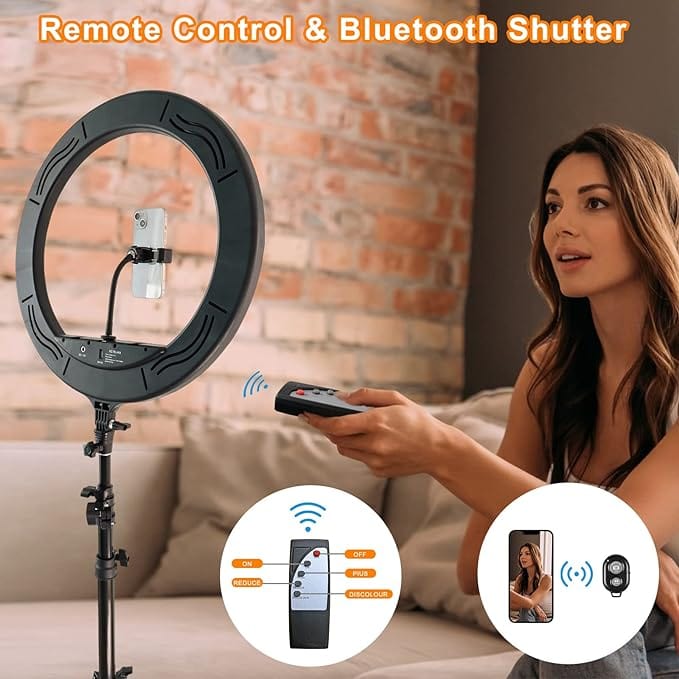 18 Inch Dimmable Adjustable LED Upgraded Professional Ring Light Kit w ...